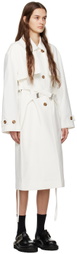 J KOO White Cross Belted Trench Coat