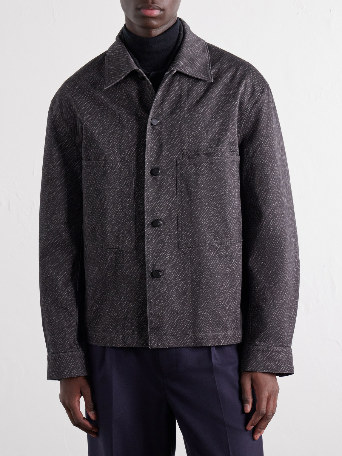 LEMAIRE - Printed Cotton-Twill Overshirt - Gray