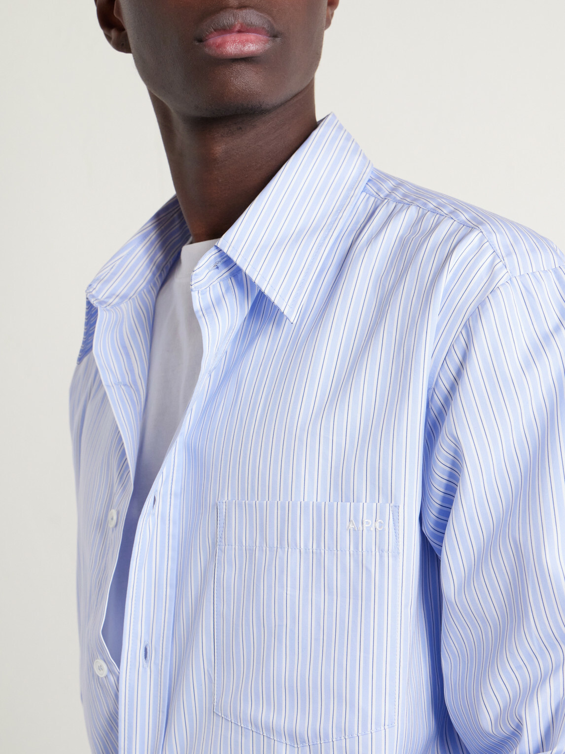 A.P.C. - Malaury Logo-Embroidered Striped Cotton-Poplin Shirt - Blue