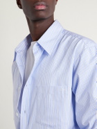 A.P.C. - Malaury Logo-Embroidered Striped Cotton-Poplin Shirt - Blue