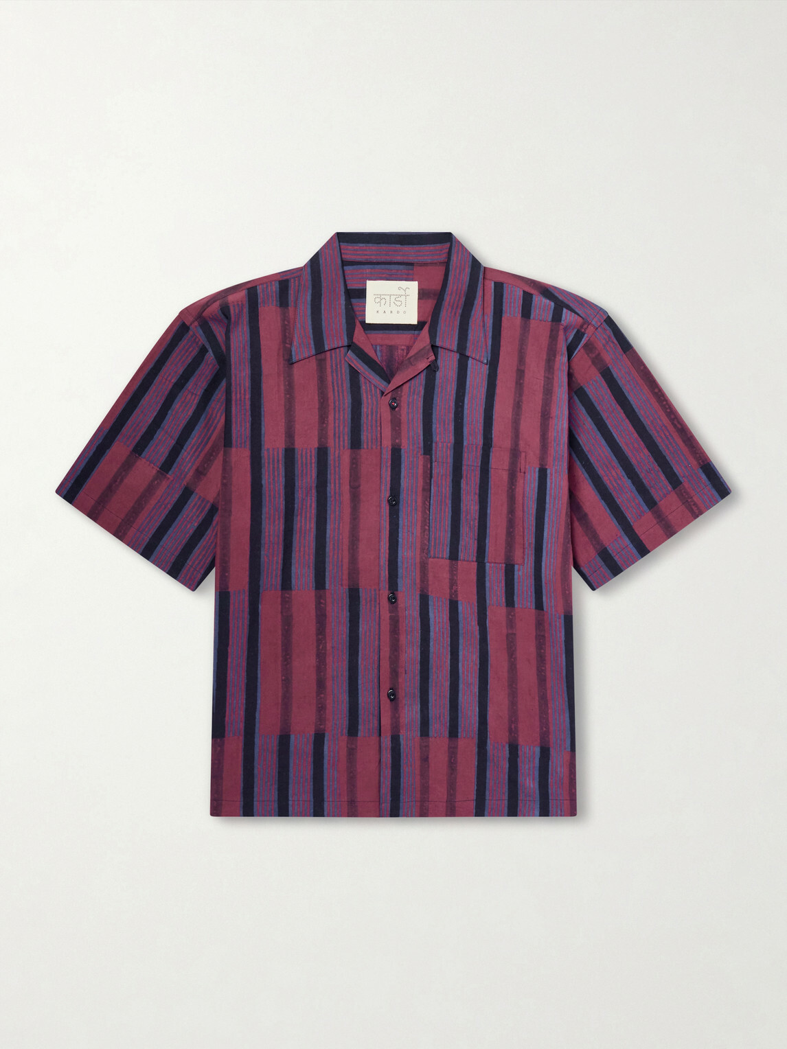 Kardo - Rohit Convertible-Collar Striped Cotton Shirt - Brown