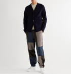 Comme des Garçons SHIRT - Patchwork Wool-Trimmed Cotton-Corduroy Trousers - Blue