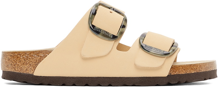 Photo: Birkenstock Beige Leather Narrow Big Buckle Arizona Sandals