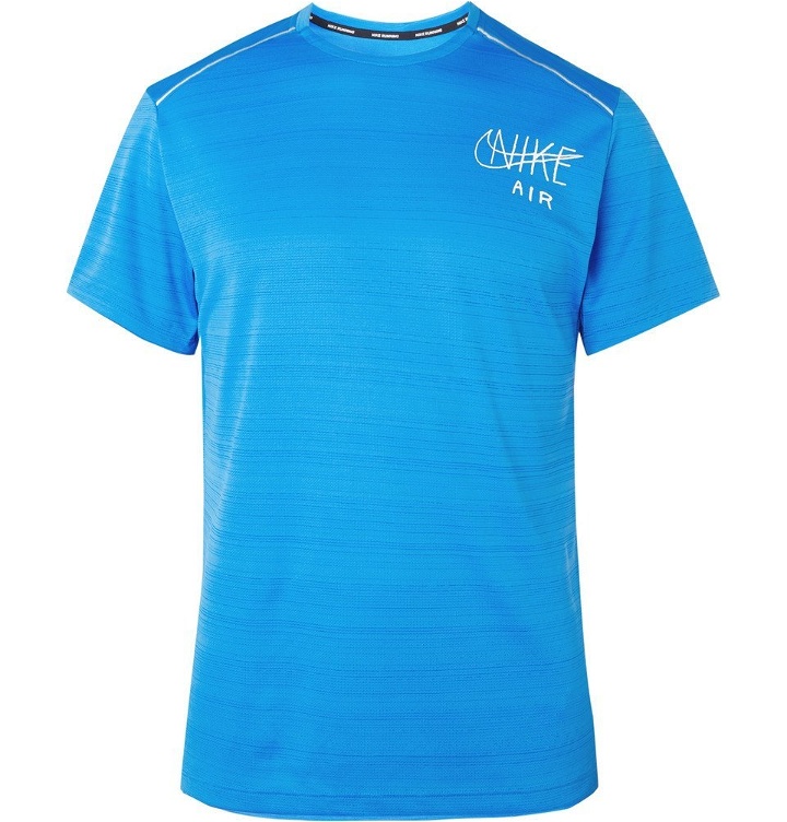 Photo: Nike Running - Miler Logo-Print Dri-FIT T-Shirt - Men - Blue
