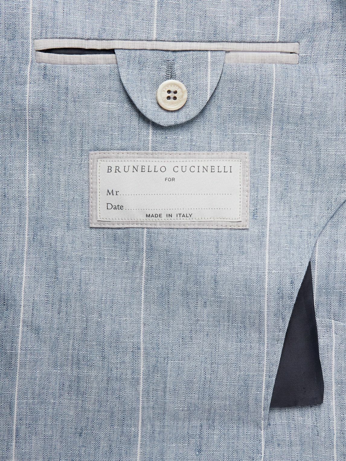 ジャケット Brunello Cucinelli Giacca Doppiopetto In Misto Lino Brunello Cucinelli - Double-Breasted Striped Linen Suit