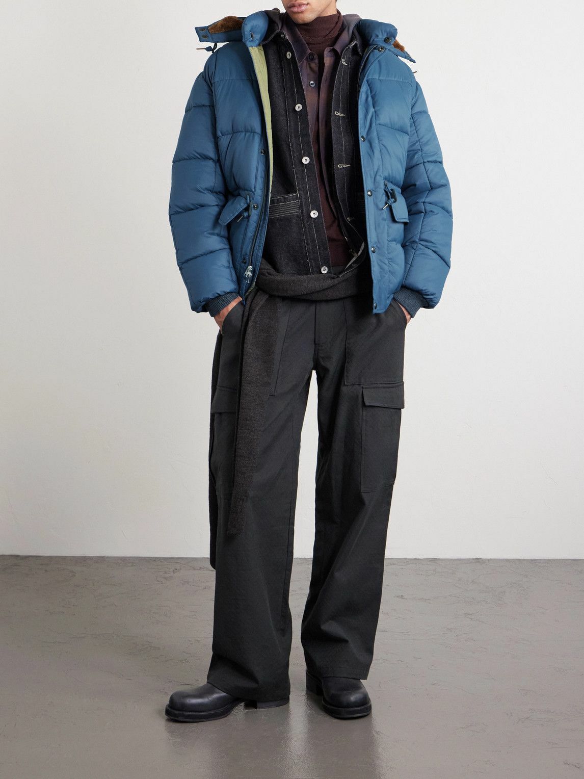 MONCLER GAMME BLEU 上下セット Moncler Gamme Bleu Grey Quilted Down Jacket Moncler Gamme Bleu