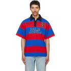 Palm Angels Blue & Red CB Palm Sport Stripes S/S Polo