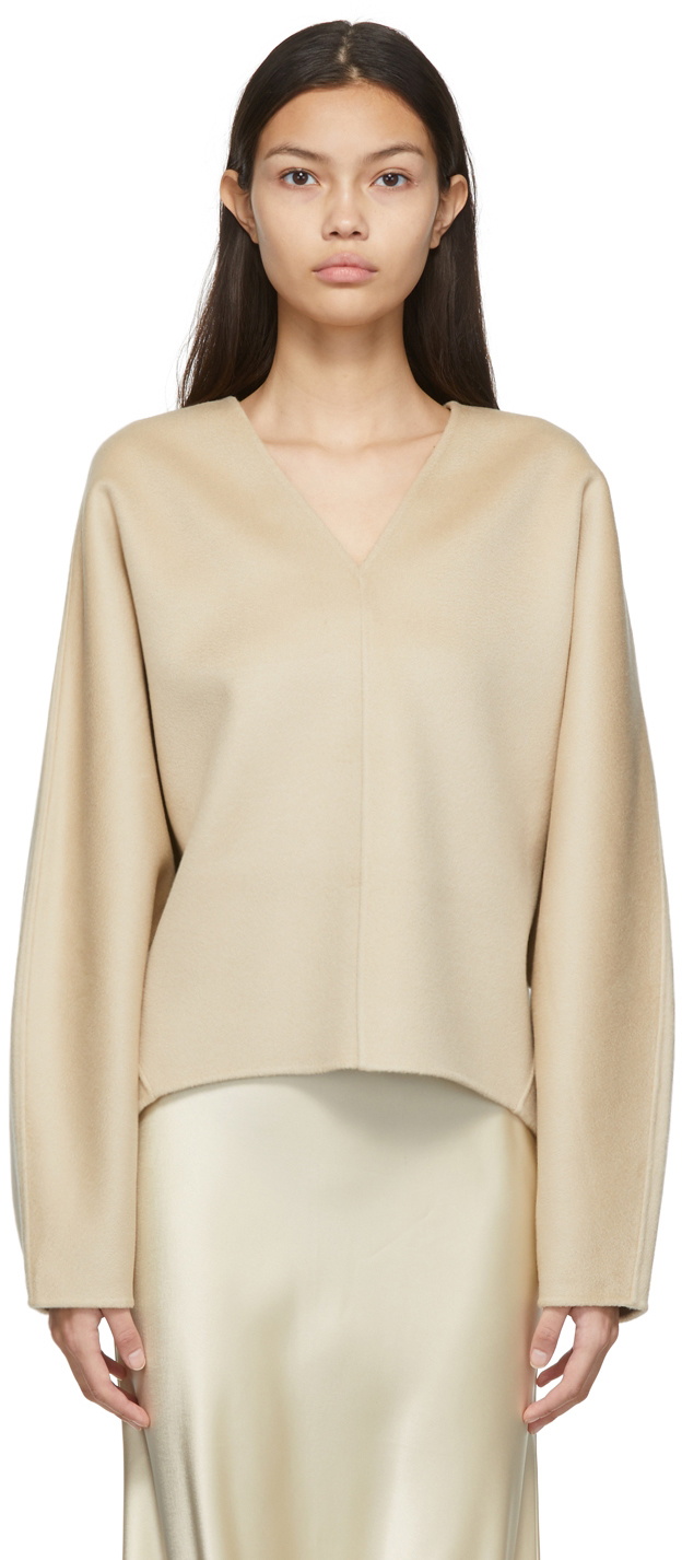 Totême Beige Double Wool Cashmere Sweater Toteme