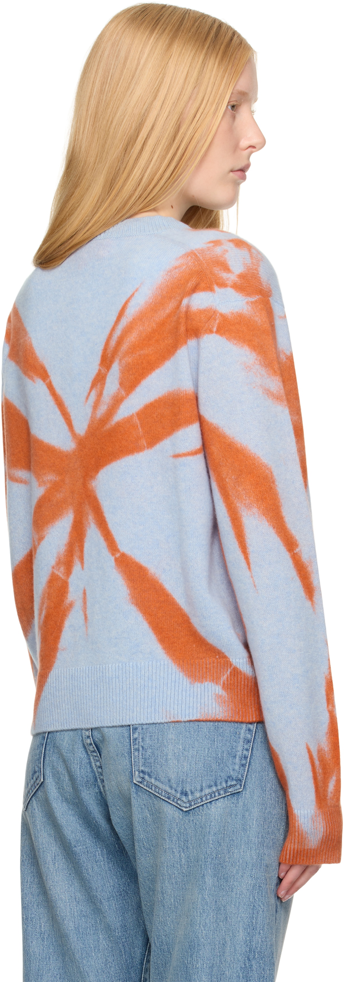 The Elder Statesman Blue & Orange Mythic Tranquility Crew Sweater
