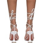 Amina Muaddi White Vita Crystal Heeled Sandals