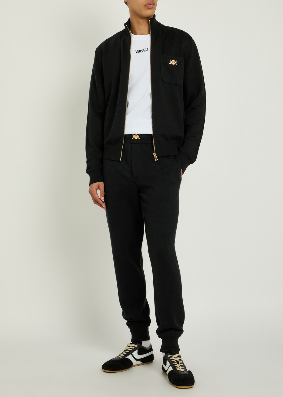 Versace Cotton and Cashmere-blend Trousers Black