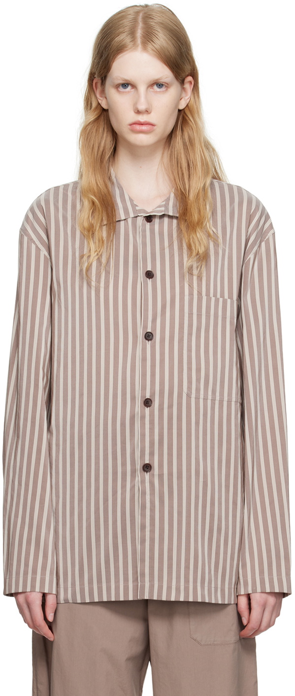 LEMAIRE Brown Stand Collar Shirt Lemaire
