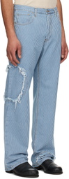 Edward Cuming Blue & White Denim Circle Window Jeans