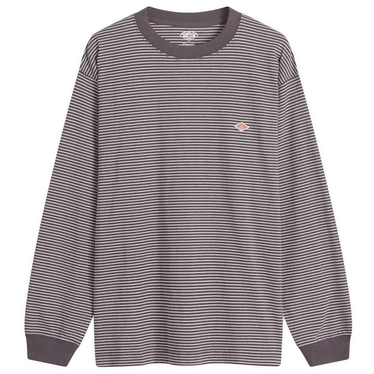 Danton Men's Long Sleeve Stripe Logo T-Shirt in Charcoal/White