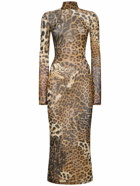 ROBERTO CAVALLI Jaguar Printed Tulle Dress