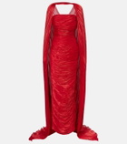 Marmar Halim Caped pleated bustier gown