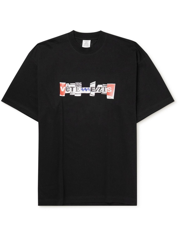 Photo: VETEMENTS - Oversized Logo-Print Cotton-Jersey T-Shirt - Black