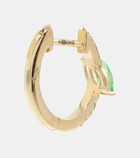 Roxanne First 14kt gold single hoop earring with diamonds and green garnet