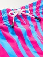 MSFTSrep - Slim-Fit Mid-Length Striped Logo-Print Swim Shorts - Pink