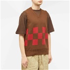 s.k manor hill Men's Checkered Knit Vest in Brown/Red