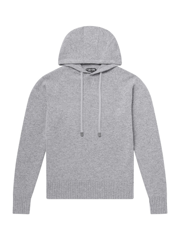 Photo: TOM FORD - Logo-Embroidered Cashmere Hoodie - Gray