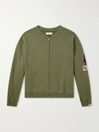 Cherry Los Angeles - Logo-Embroidered Cotton-Jersey Zip-Up Sweatshirt - Green