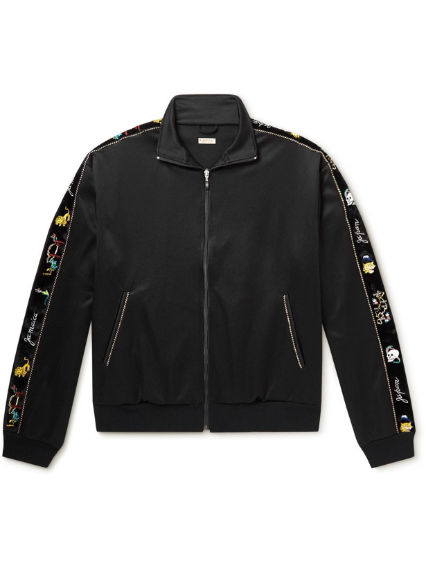 Photo: KAPITAL - Embroidered Velvet-Trimmed Jersey Track Jacket - Black