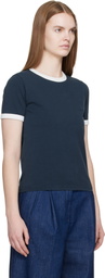 A.P.C. Navy Crop Manche Courte Contrast T-shirt