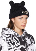 GCDS Black Teddy Ear Beanie