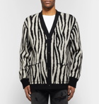 AMIRI - Zebra-Jacquard Cashmere and Wool-Blend Cardigan - Black