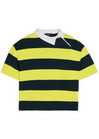 A.W.A.K.E Mode Striped Asymmetric Knit Rugby Polo top Yellow
