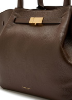 Demellier The New York Midi Grained Leather Tote - Dark Brown - One Size