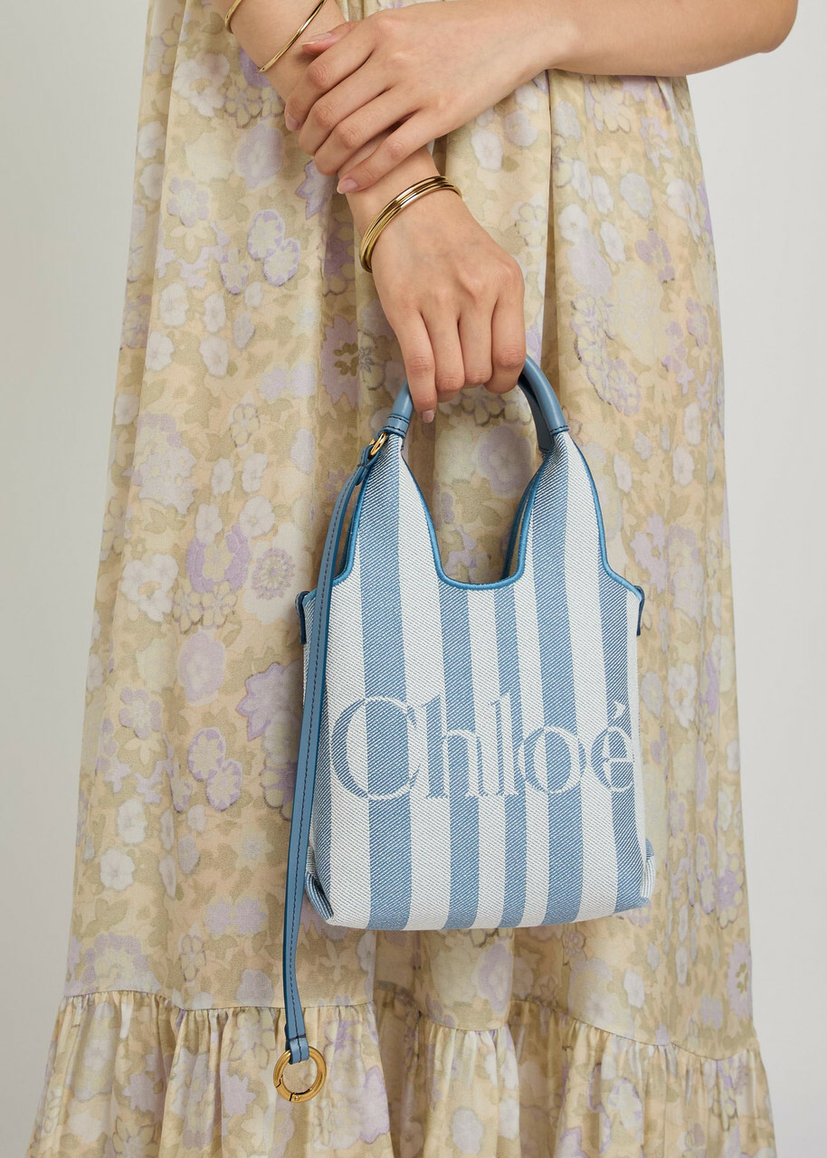 Chloe Stripy Logo-jacquard Canvas Tote bag - Blue And White - One Size