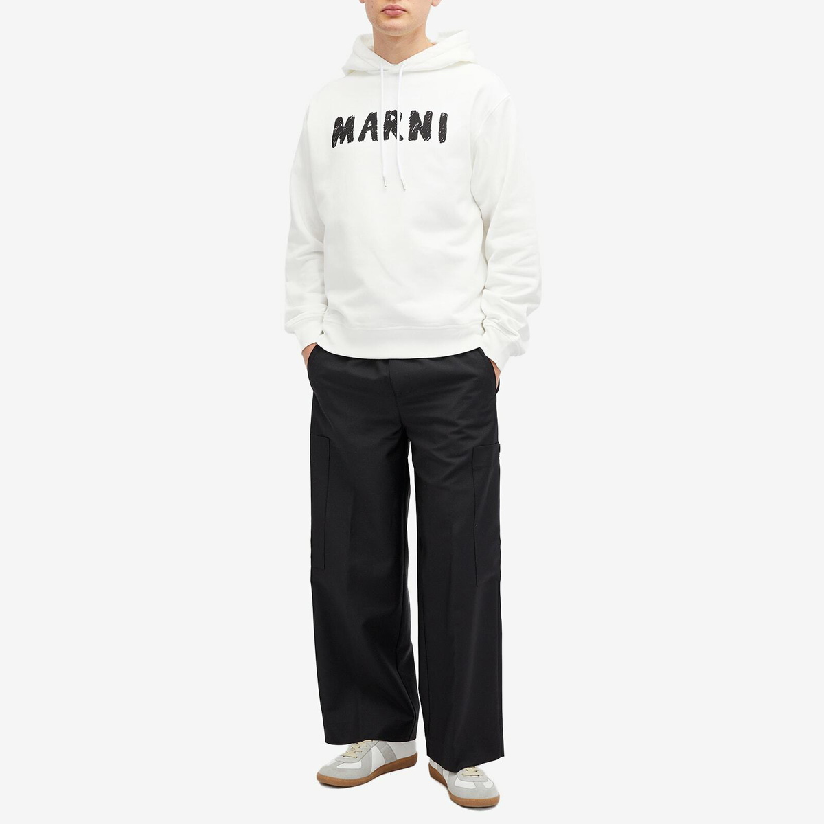 スウェット・トレーナー MARNI Logo hoodie Marni Logo Print Hoodie | White | FARFETCH