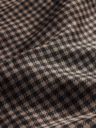 Brioni - Convertible-Collar Checked Silk Shirt - Brown