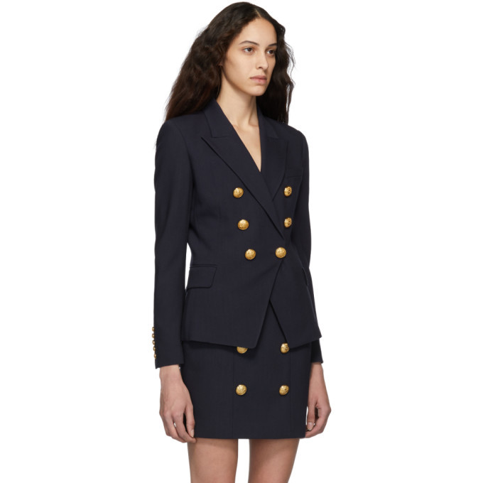 Balmain Blue Wool Double-Breasted Blazer Balmain