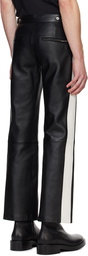 Courrèges Black & White Contrast Band Biker Leather Pants
