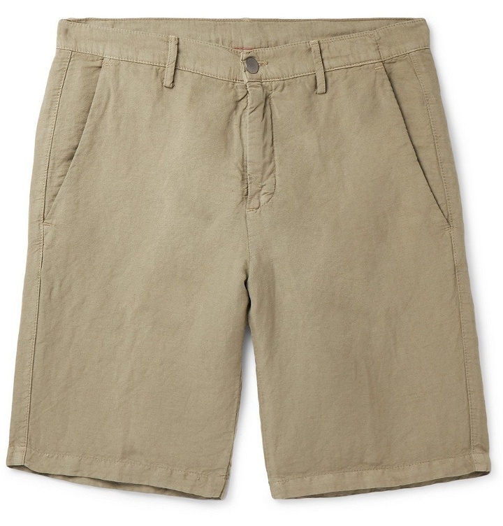 Photo: Massimo Alba - Slim-Fit Linen and Cotton-Blend Shorts - Green