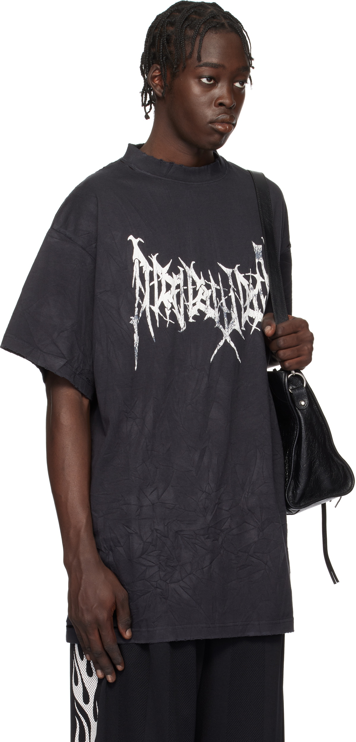 Balenciaga Black Metal Logo Oversized T-shirt Balenciaga