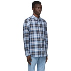 Burberry Navy Check Ombre Embroidered Logo Shirt