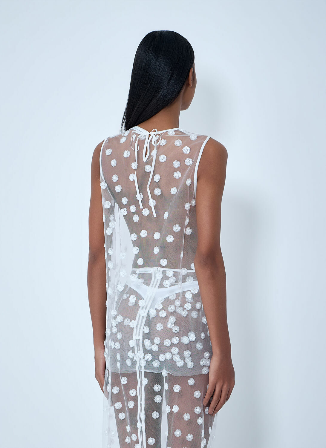 Cecilie Bahnsen Embroidered Sheer Overlay Dress