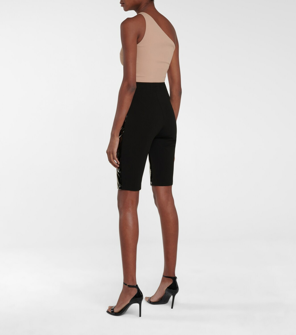 David Koma Patent leather biker shorts