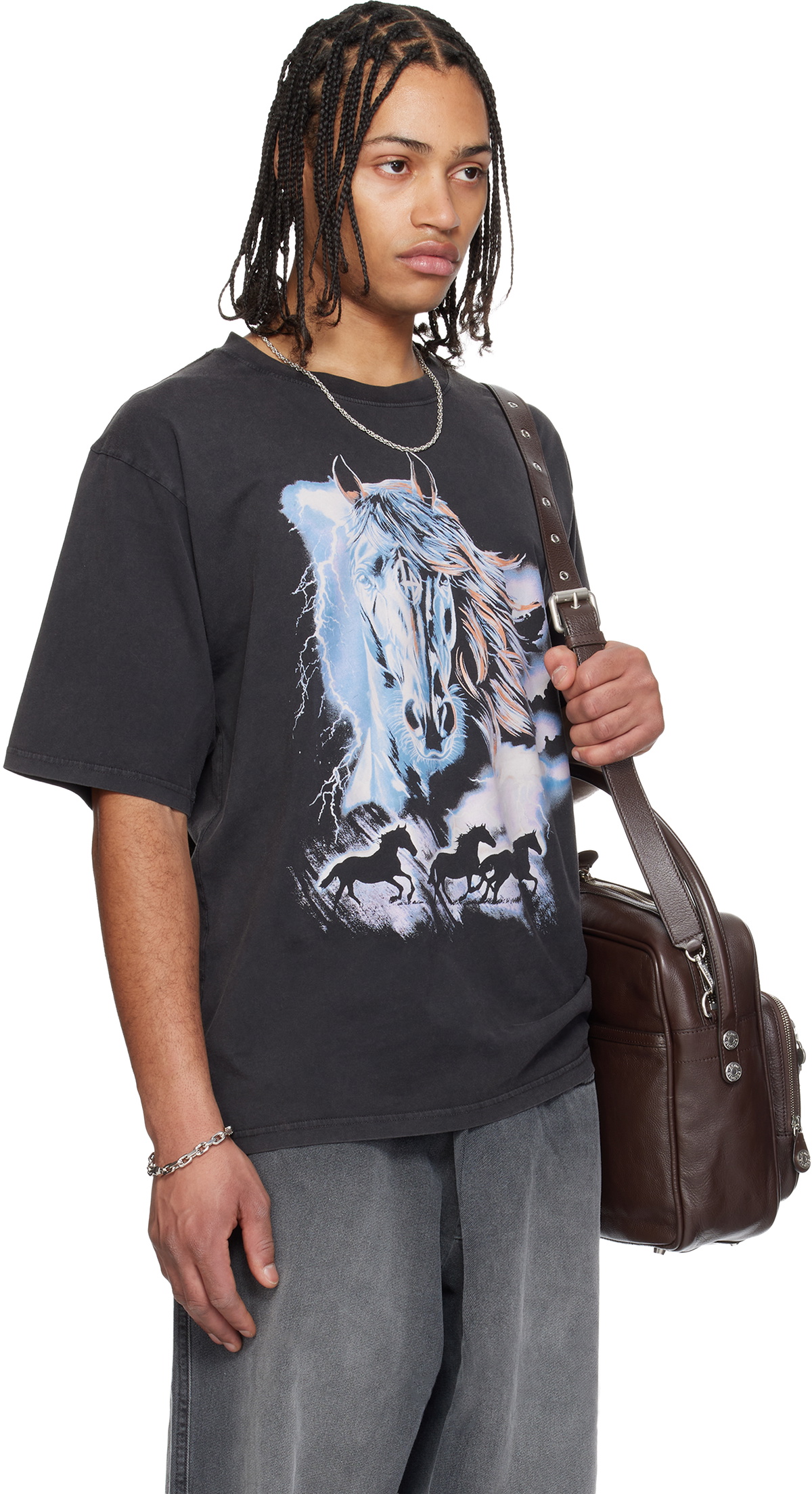 LU'U DAN Gray 'Year of the Horse' Oversized Concert T-shirt