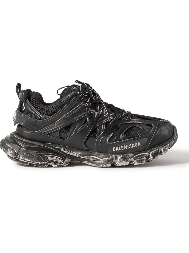 Photo: Balenciaga - Track Faded Nylon, Mesh and Rubber Sneakers - Black