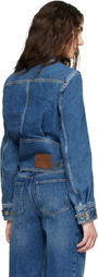 BALMAIN Blue Cropped Denim Jacket