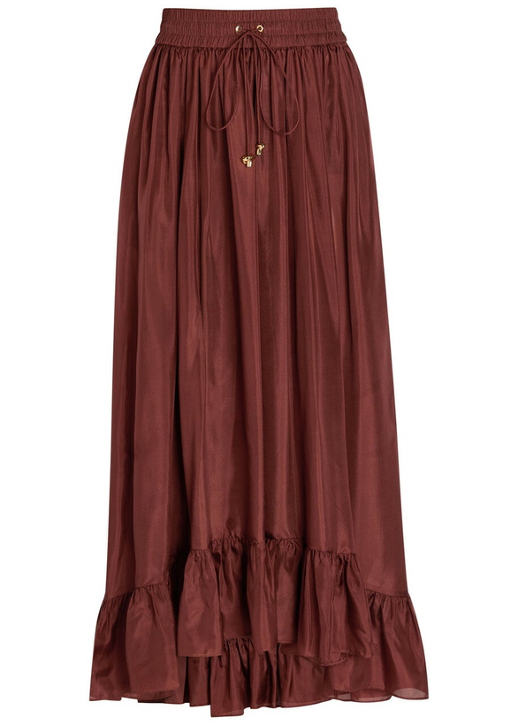 Photo: Zimmermann Aster Silk Maxi Skirt Dark Red
