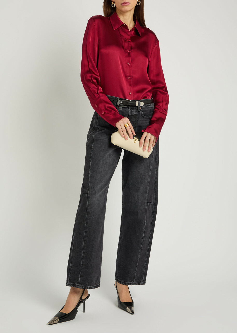 Anine Bing Amanda Silk-blend Shirt Burgundy