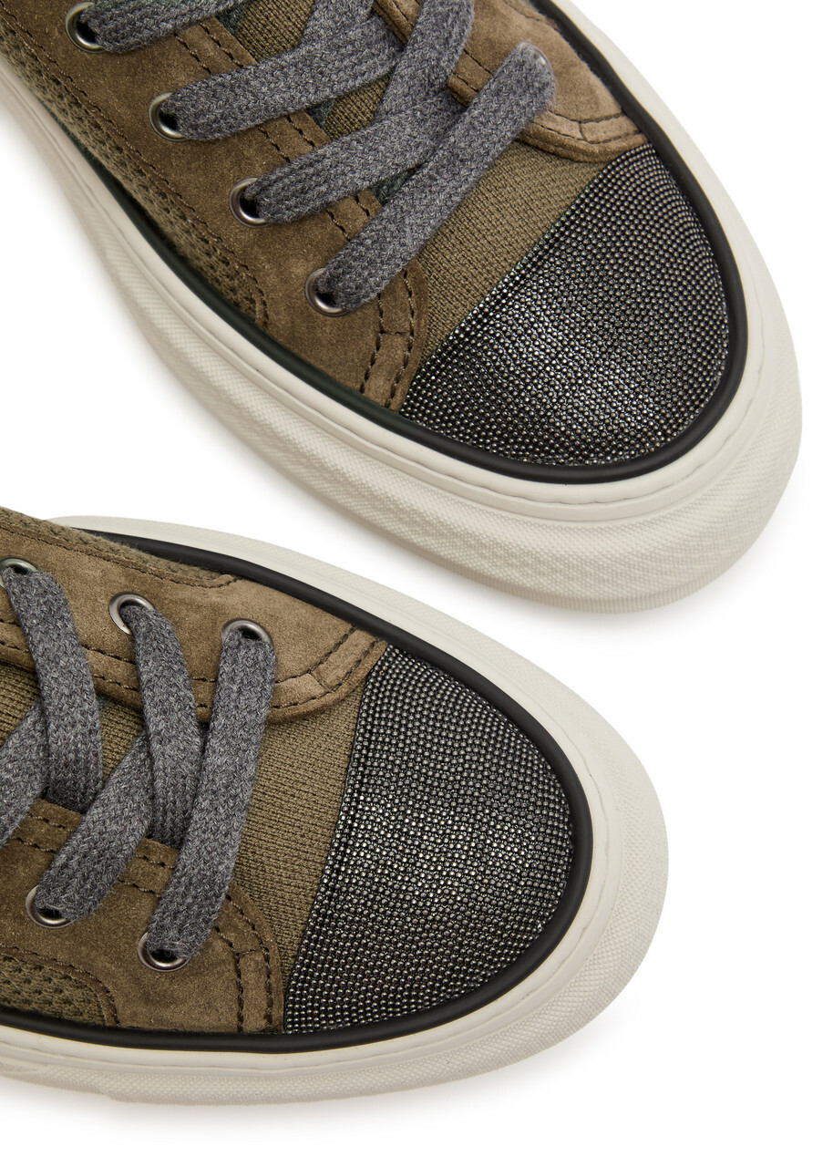 Brunello Cucinelli Stud Knit Sneakers Chocolate