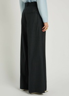 Anine Bing Lou Pinstriped Wide-leg Trousers Black And White