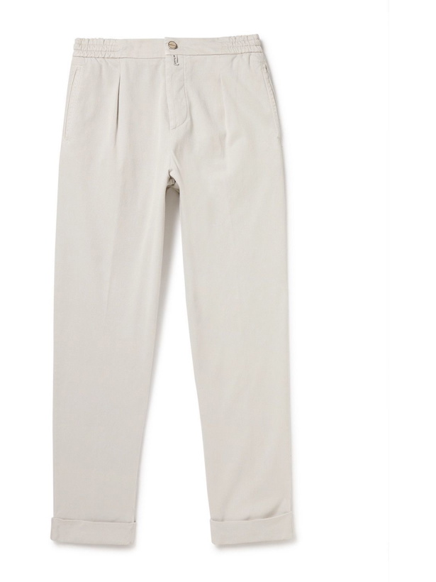 Photo: Kiton - Tapered Stretch Lyocell and Cotton-Blend Twill Trousers - White